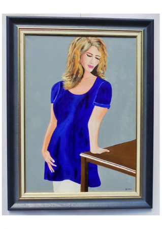 LA FEMME HYPERLAXIQUE : huile sur toile, 70 cm x 50 cm, février 2014. Toile très simple dont la particularité est de mettre en évidence, par le bras déformé, le phénomène de l’hyperlaxité ou contorsionnisme.